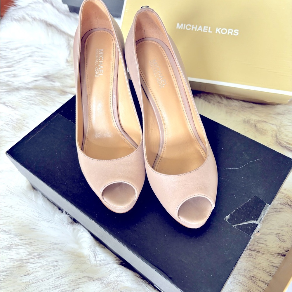 🦋MICHEAL MICHEAL KORS ERICA PEEP TOE PLATFORM BEAUTIES REAL LEATHER BUTTERY SOFT - Picture 5 of 11